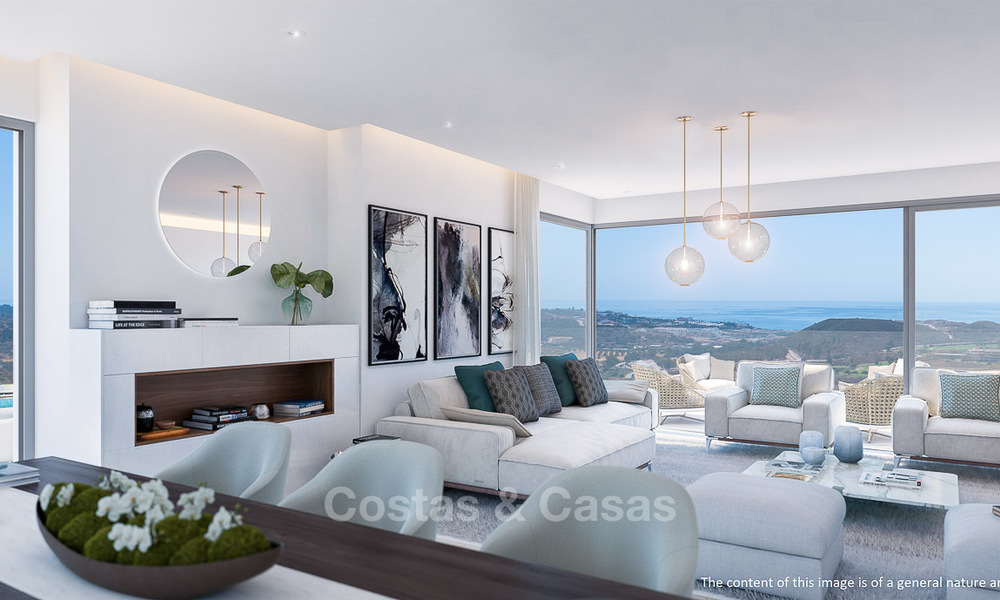 New modern frontline golf apartments with sea views for sale in a luxury resort in Mijas, Costa del Sol. Ready to move in! Last penthouses! 7785