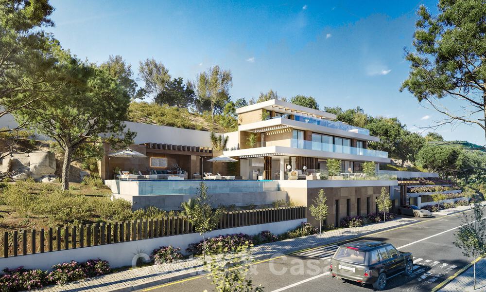 Turnkey, modern villas with spectacular views of the golf course, the lake, the mountains and the Mediterranean Sea to Africa, in a gated nature and golf resort for sale in Benahavis - Marbella 32410