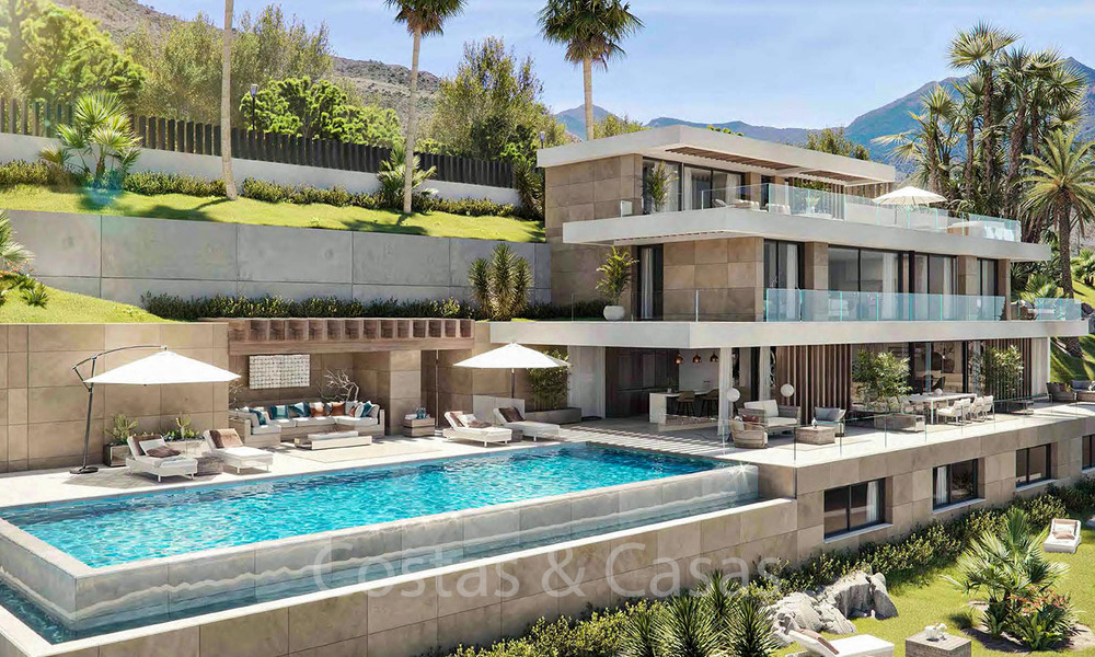 Building plots for turnkey, modern villas with spectacular views of the golf course, the lake, the mountains and the sea to Africa, in a gated nature and golf resort for sale in Benahavis - Marbella 32421